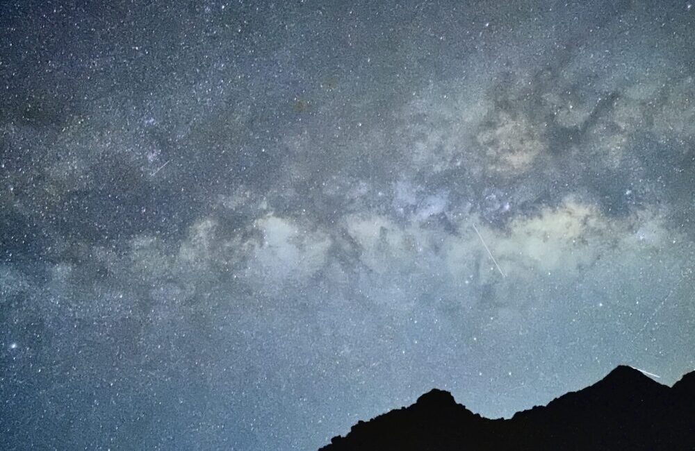 Starry night sky above the Grand Canyon