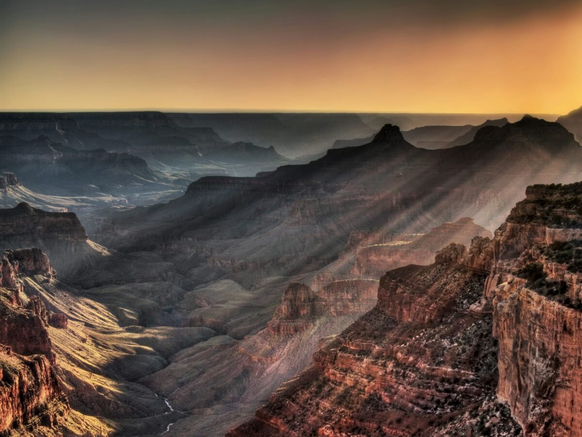 Sunset across the Grand Canyon from Cape Royal on the North Rim