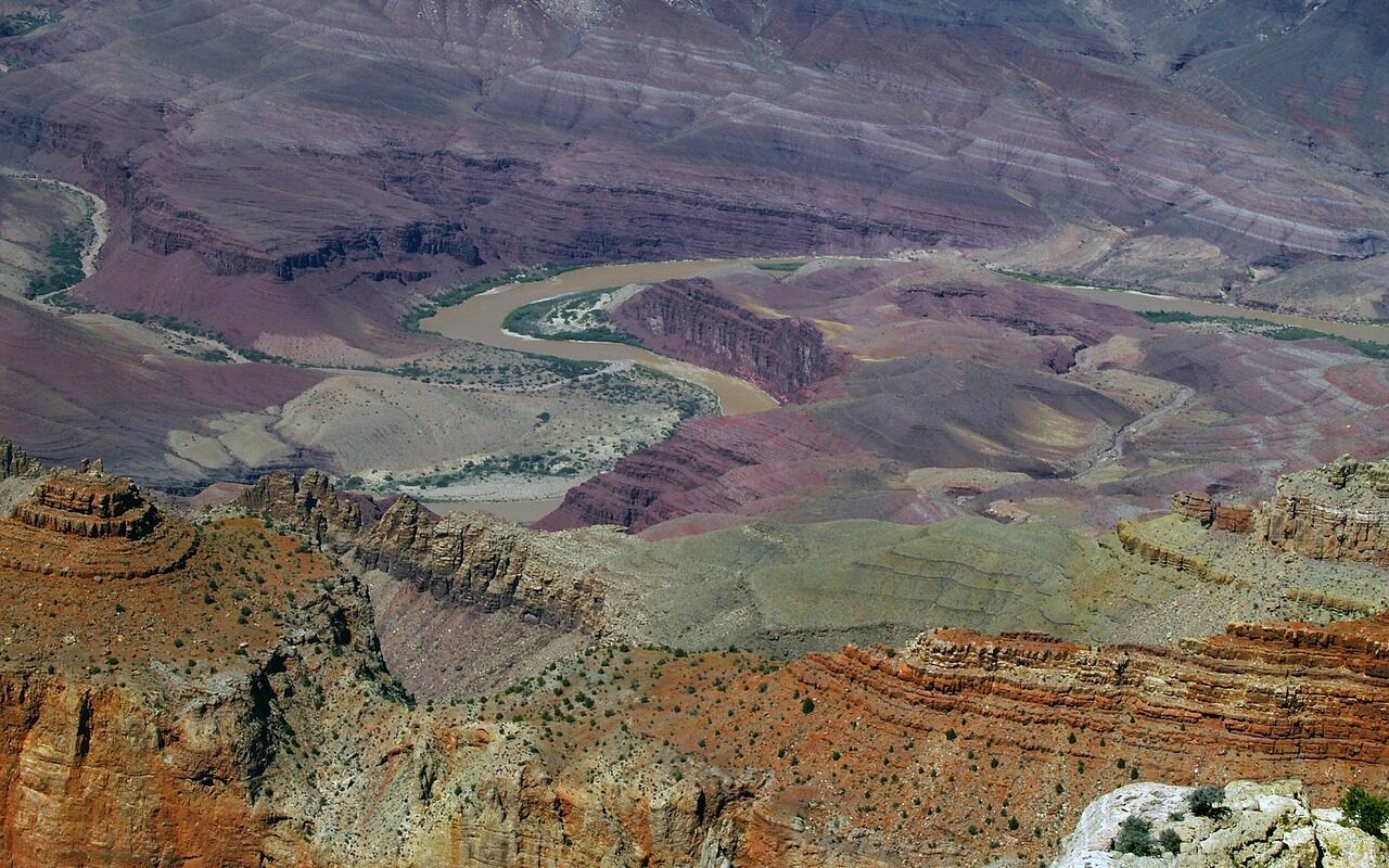 Colorado River winding through the Grand Canyon in Arizona