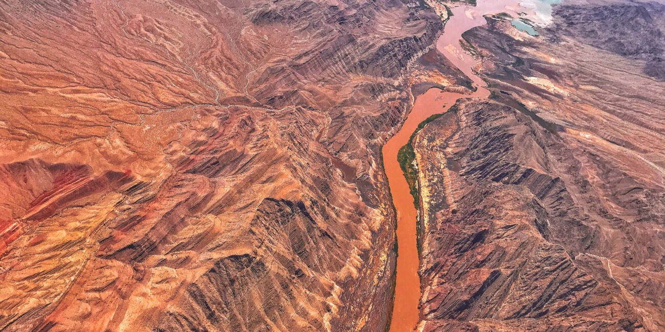 Colorado River winding through the Grand Canyon far below