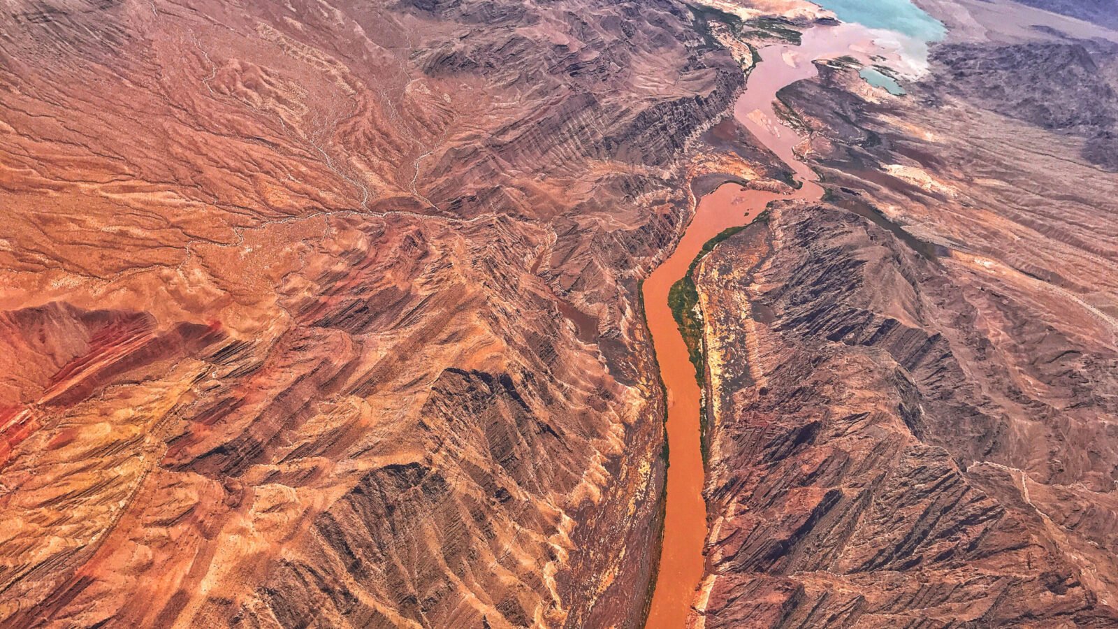 Colorado River winding through the Grand Canyon far below