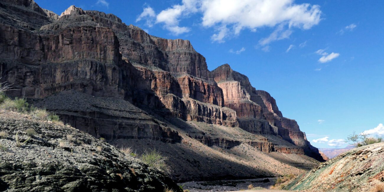 Diamond Creek route descending into the Grand Canyon toward the Colorado River