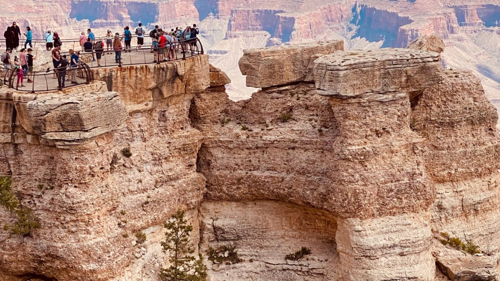 Visitors overlooking the Grand Canyon from Mather Point on the South Rim