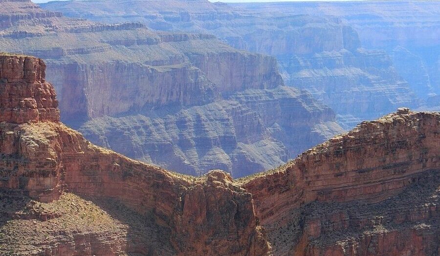 Layered canyon cliffs at Eagle Point in Grand Canyon West on the Hualapai Reservation