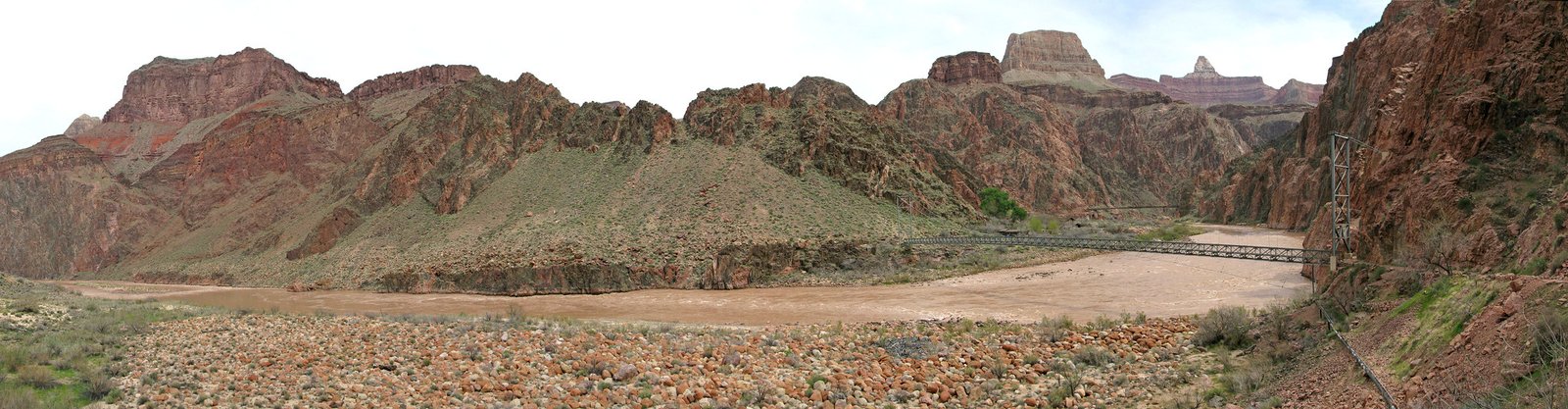 Silver Bridge crossing the Colorado River near Phantom Ranch in Grand Canyon National Park